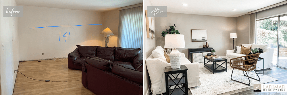 Family room makeover, paint selection, home staging, Huntington Beach, CA