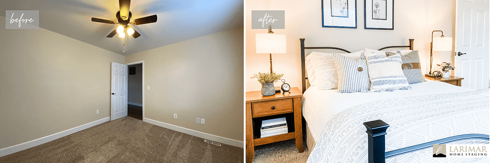 bedroom home staging before and after
