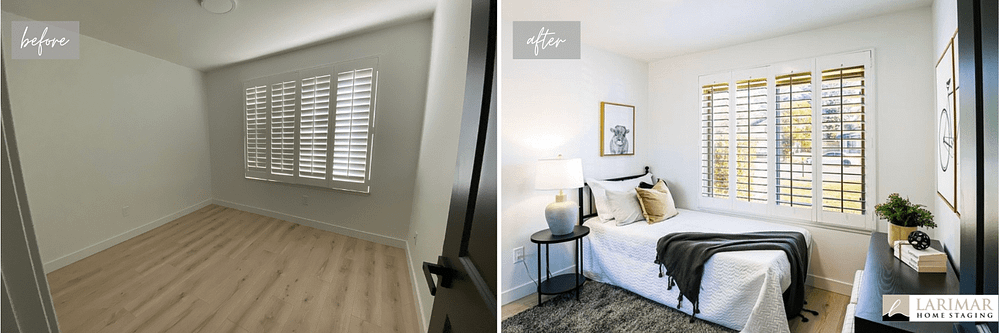 Kids bedroom before and after home staging Inland Empire California